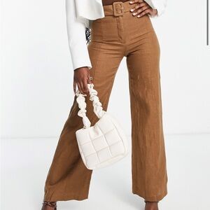 Brown High-Waisted Wide-Leg Pants